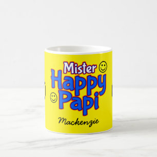 Herr Lycklig Papi med Leende Emojier och Namn på G Kaffemugg