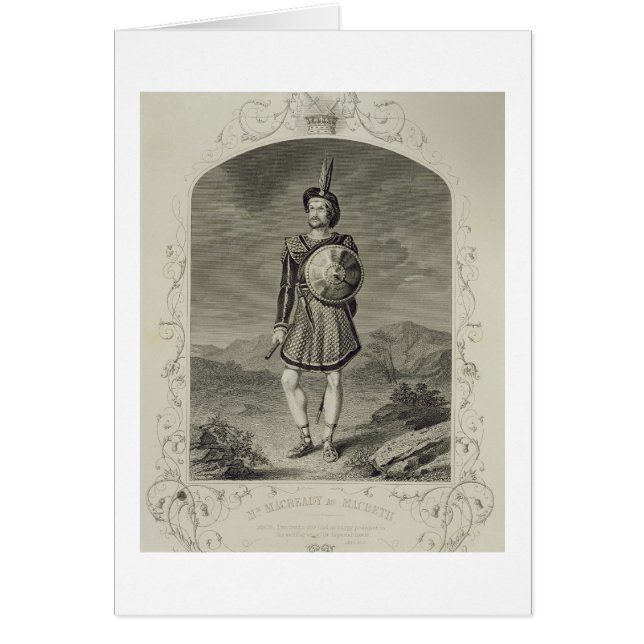 Herr Macready som Macbeth, agerar I-plats 3, i Hälsningskort (Framsidan)