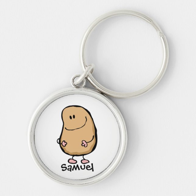 Herr människaböna rund silverfärgad nyckelring (Framsidan)