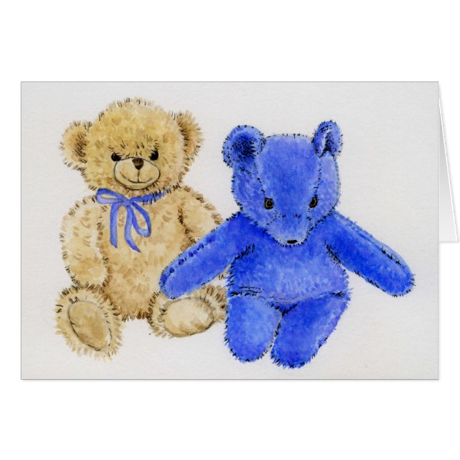 "Herr McCuddles och blåttbjörn ", Hälsningskort (Framsidan Horizontal)