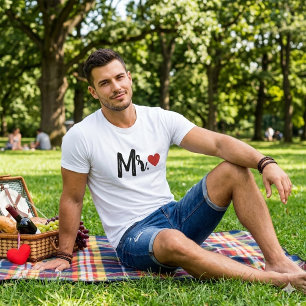 Herr Modern Svart Skrift Kvinnor Rött Hjärta T-Shi T Shirt