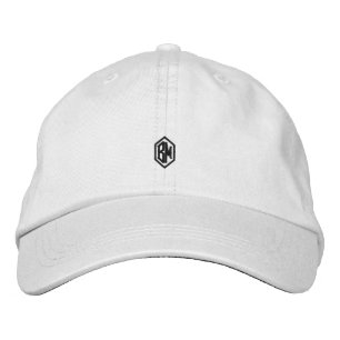 Herr Monogram Vit Broderad Keps