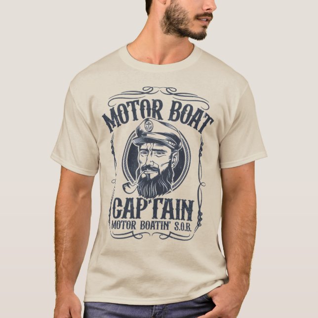 Herr Motorbåtskapten Skjorta T Shirt (Framsida)