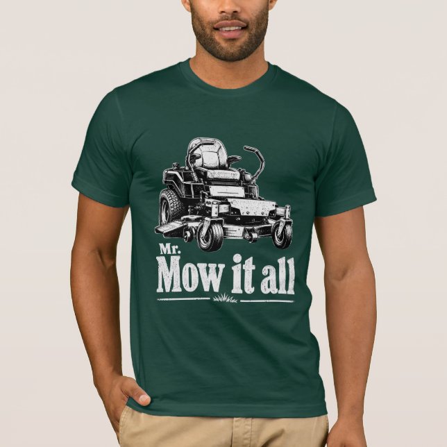 Herr Mow It All Gräsklippare Landskapsarkitekt Trä T Shirt (Framsida)