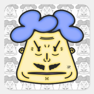 Herr Mustache tecknad ansikte v2-1 Fyrkantigt Klistermärke