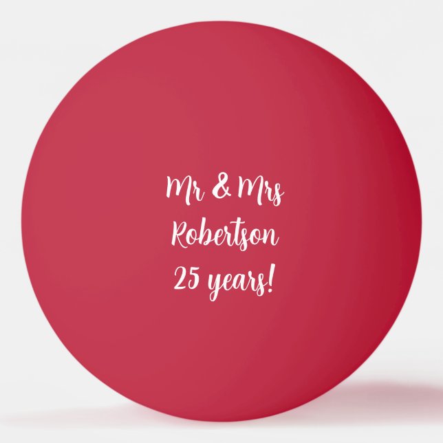Herr och fru 25-årsjubileum ping pongboll pingisboll (Framsidan)