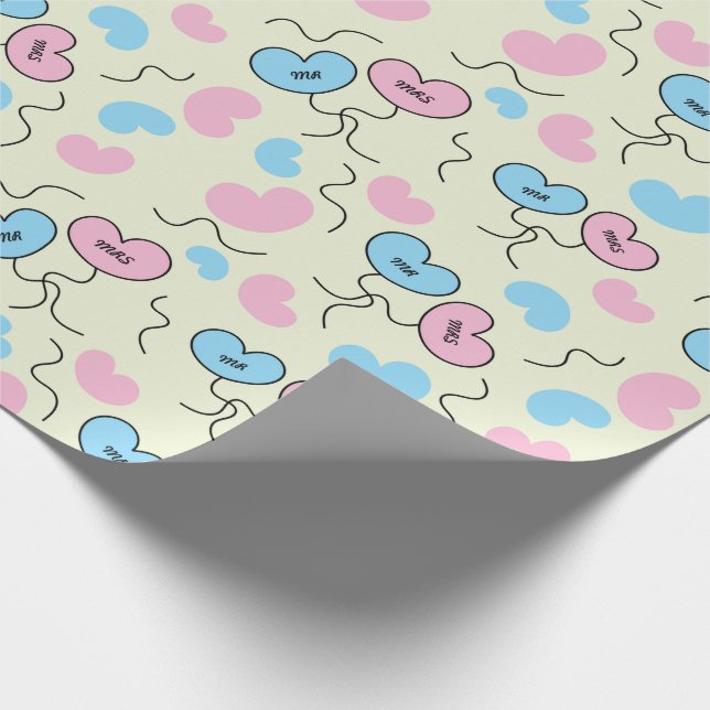 Herr och fru ballonger och hjärta årsdag Nahtlös Presentpapper (Hörn)