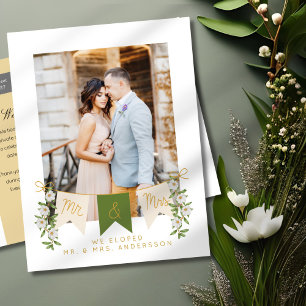 Herr och fru Banner Elopement Foto Tillkännagivand Meddelande Vykort