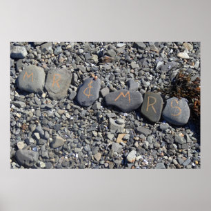 Herr och fru Beach Sten vid Pub Harbour Poster