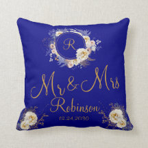 Herr och fru Blue Guld Blommigt Monogram Logotyp