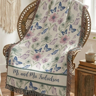 Herr och fru Boho Botanical Floral Filt