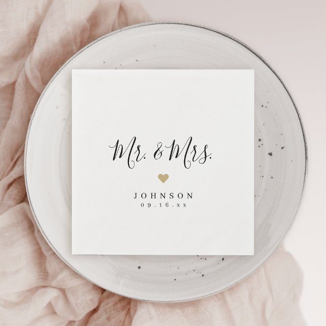 Herr och fru elegant, manuset bröllop pappersservett (Mr and Mrs simple elegant script wedding Napkins)