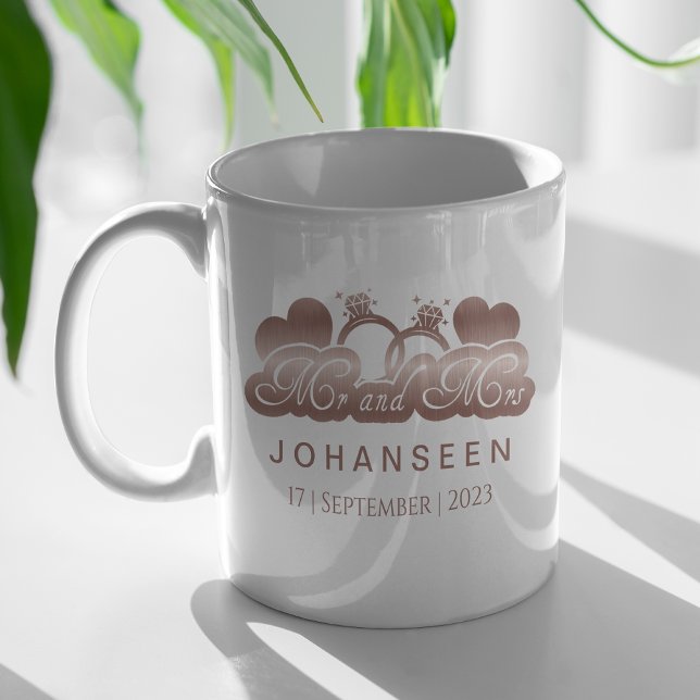 Herr och fru Elegant Ro Guld Bride bröllopsgåvor Kaffemugg (Skapare uppladdad)