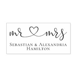 Herr och fru Elegant Rulla Heart Text Stämpel