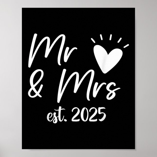 Herr och fru Est. 2025 Gifta par Bröllop Husbonde Poster (Framsidan)
