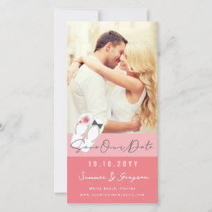 Herr och fru Flip Flops Rosa Hibiskus Strand Foto Spara Datumet