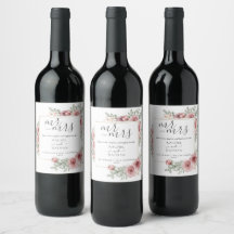 Herr och fru Floral Dusty Rose Skål Bröllop
