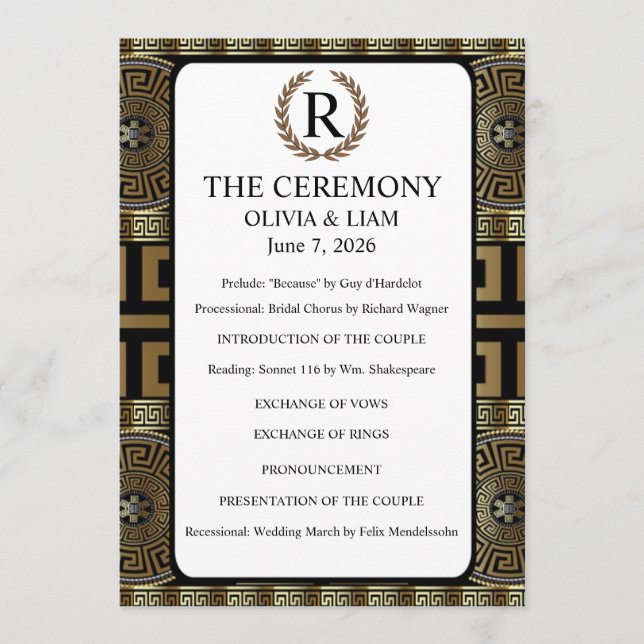 Herr och fru formella klassiska grekiska nyckel av program (Framsida)