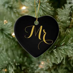 Herr- och fru-hjärtaformat keramiskt ornament