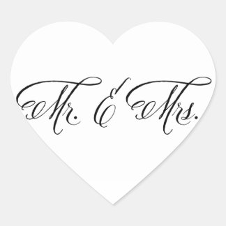 Herr och fru hjärtetikett hjärtformat klistermärke