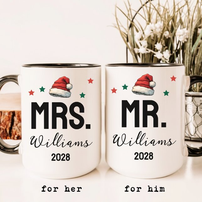Herr och fru julmuggset, Anpassad present till par Mugg (mr and mrs mugs, christmas couple mugs, christmas gift mugs for couples, husband and wife mugs,)