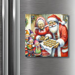 Herr och fru Jultomten, herr Cookie och fru Elves- Magnet<br><div class="desc">Cute Vattencolor stil ai-konst illustrerar Mr. och Mrs. Jultomten som erbjuder chokladkakor till de älvar som har arbetat mycket hårt! Cute nostalgic helgdag art.</div>