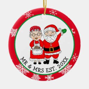 Herr och fru Jultomten, Personlig jul Julgransprydnad Keramik