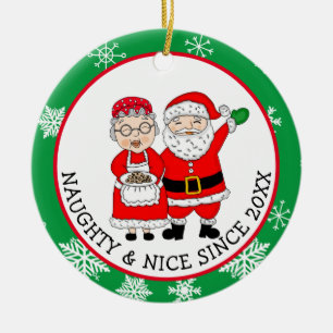 Herr och fru Jultomten, Personlig jul Julgransprydnad Keramik