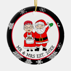 Herr och fru Jultomten, Personlig jul Julgransprydnad Keramik