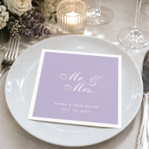 Herr och fru Lavender Bröllop Lila Vit Skrift
