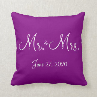 Herr och fru Lila Monogrammed Bröllop Pillows Kudde