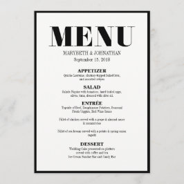 Herr och fru Modern Bold Bröllop Menu Card Meny