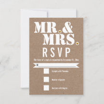 Herr och fru Modern typografi kraftpapper RSVP