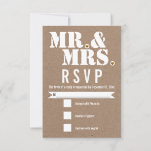 Herr och fru Modern typografi kraftpapper RSVP OSA Kort