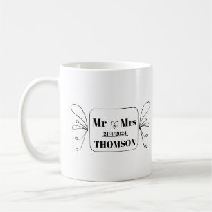 herr och fru monogram kaffemugg
