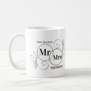 herr och fru monogram kaffemugg