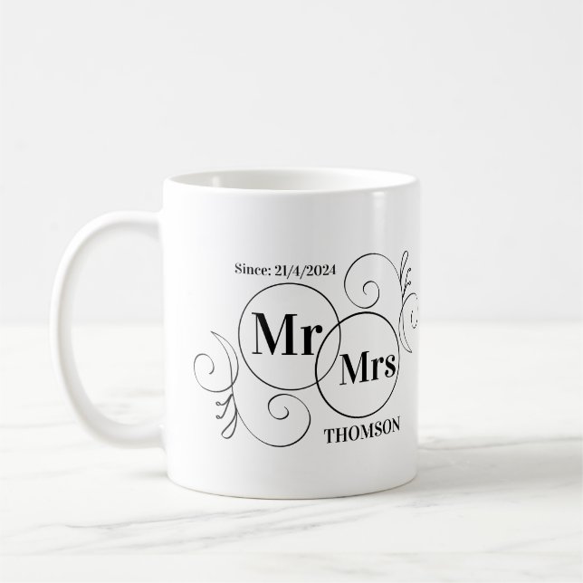 herr och fru monogram kaffemugg (Vänster)