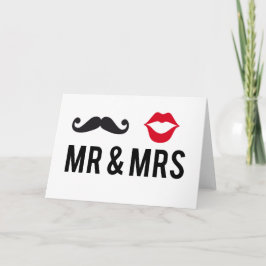 Herr och fru, mustasch och röd läppar kort