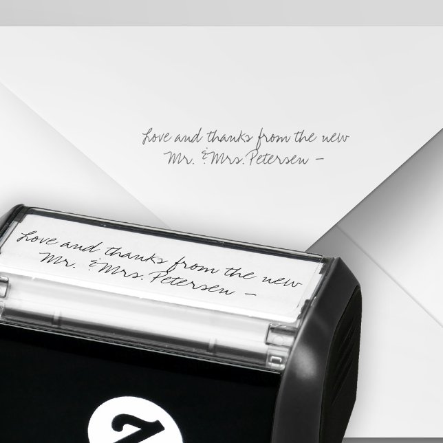 Herr och fru namnteckning bröllop tack självfärgande stämpel (Skapare uppladdad)