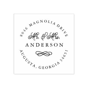 Herr och fru Newlyed Returadress Frimärke Stämpel