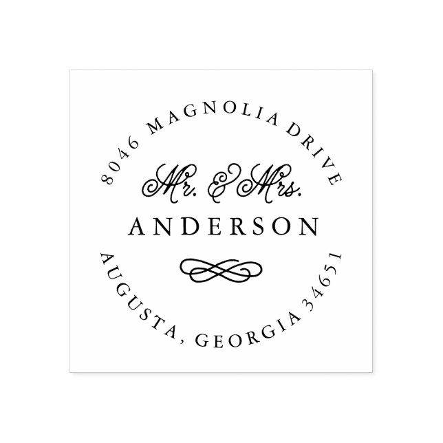 Herr och fru Newlyed Returadress Frimärke Stämpel (Tryck)