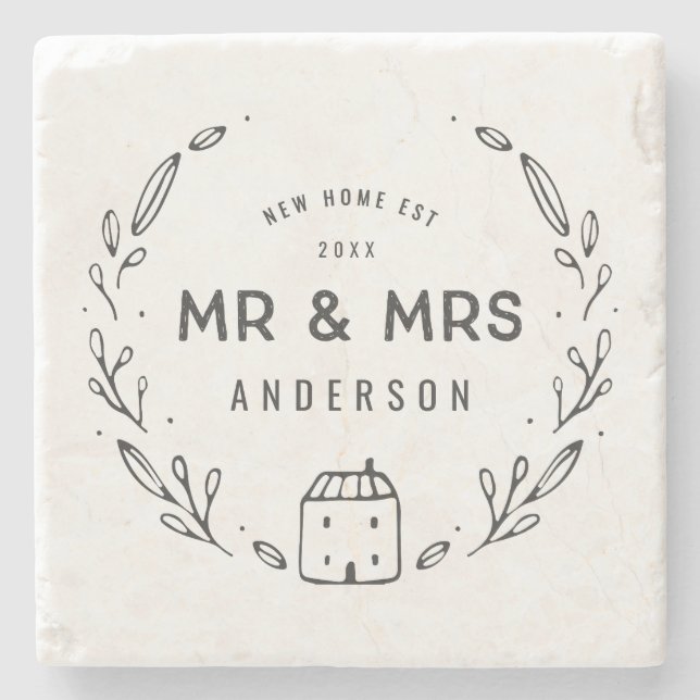 Herr och fru nya hem eller nygifta stenunderlägg (Framsidan)