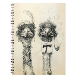 Herr och fru Ostrich Anteckningsbok Med Spiral