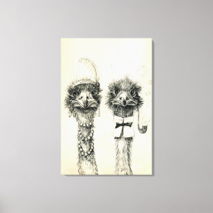 Herr och fru Ostrich Canvastryck
