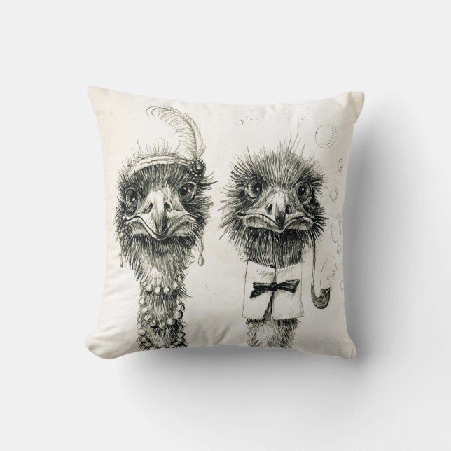 Herr och fru Ostrich Kudde (Framsida)