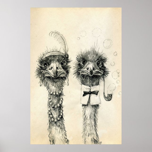 Herr och fru Ostrich Poster (Framsidan)