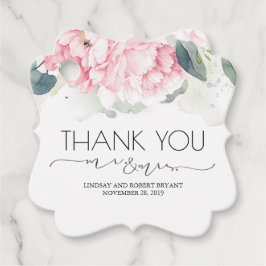 Herr och fru Rosa Blommigt Tack Gåvor Etiketter