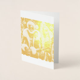 Herr och fru Santa vikad gratulationskort Folierat Kort