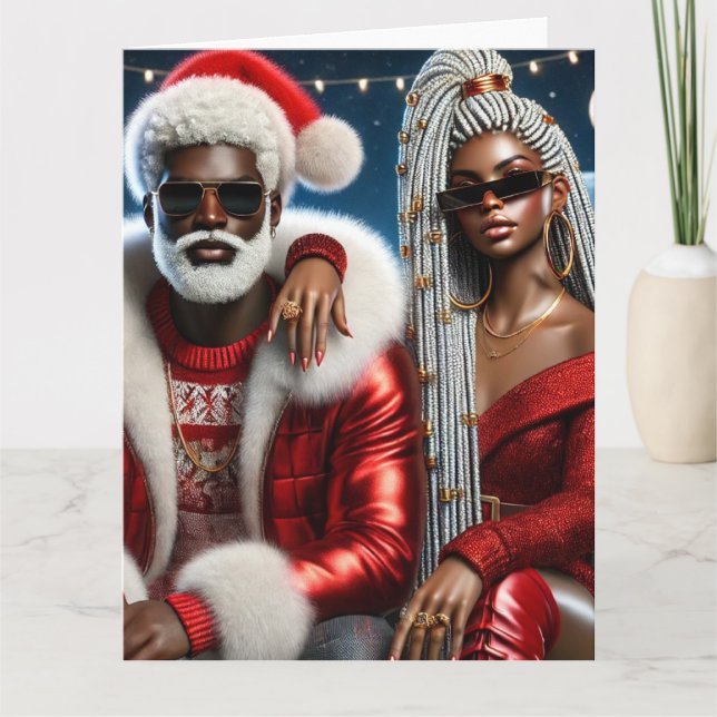 Herr och fru Santa viklad gratulationskort Kort (Framsida)