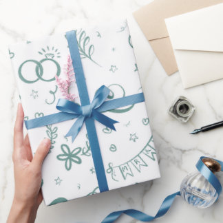 Herr och fru söta klotter inpackningspapper i salv presentpapper
